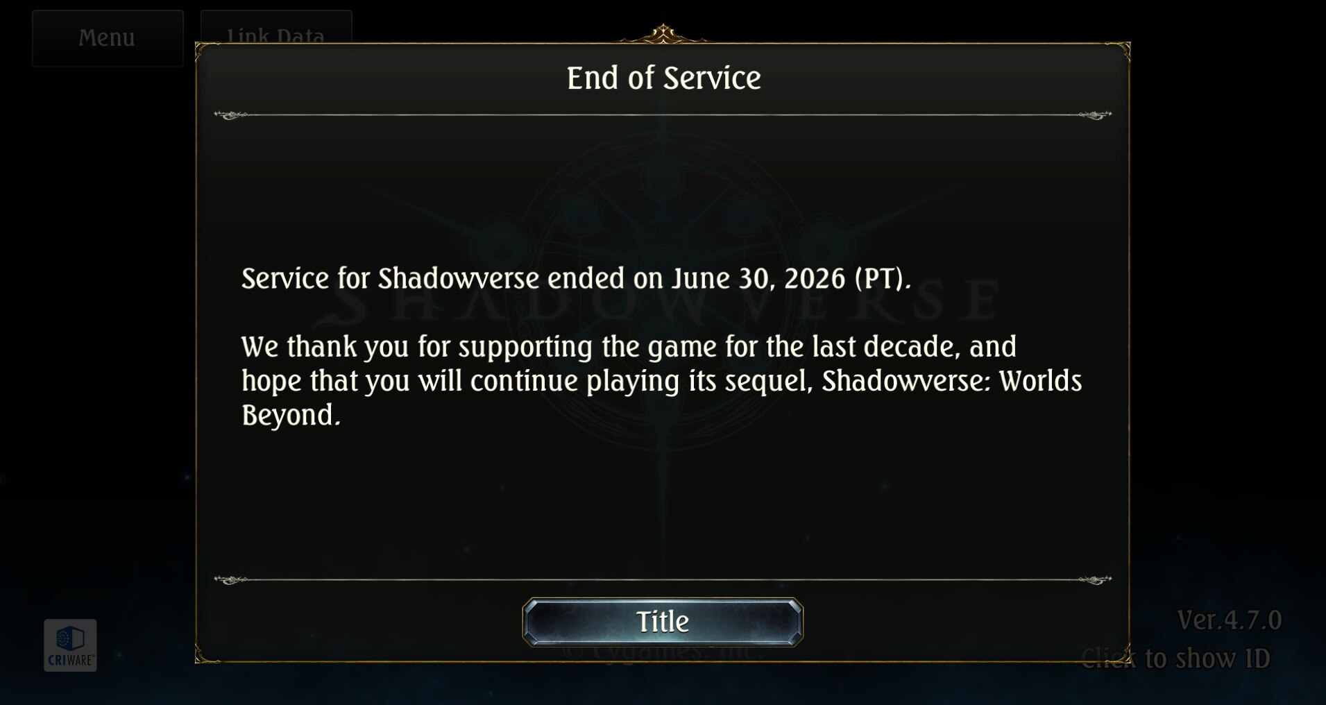 And so the game finally dies